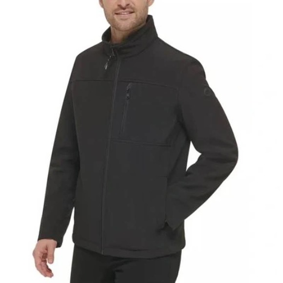 Calvin Klein Soft Shell Jacket Black Men's Medium Long Sleeve Water Resistant - Picture 2 of 5